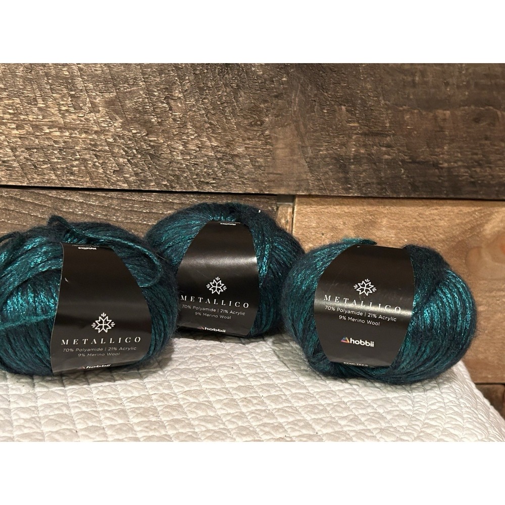 3-HOBBII - METALLICO FINE - POLYAMIDE/ACRYLIC/WOOL - 50G/289YDS -TEAL